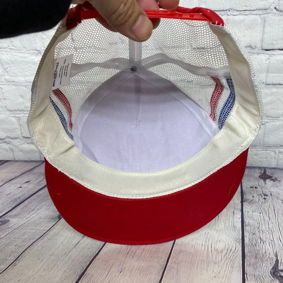 I Am Canadian Trucker Hat Mesh Snapback Red White Blue 3 Stripes Molson Brewery - Picture 7 of 8